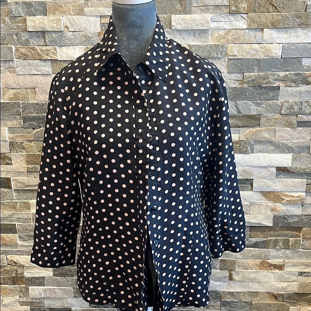 Silkland  Polka Dot Black and White Women's Top